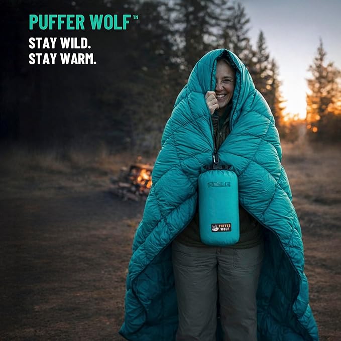 PW700 Extra Large Double Insulated Outdoor Camping Blanket | 2X Puffy, Warm, Packable, Weatherproof, Durable, and Lightweight | Top Quilt for Hiking, Backpacking, Stadium Events, Picnics