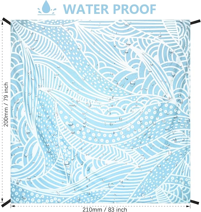 HIHOHO Beach Blanket Waterproof Sandproof Extra Large Beach Mat 79" X 83"/120"x108"for 1-8 Adults Quick Drying Durable Outdoor Picnic Mat for Beach Travel Camping Hiking