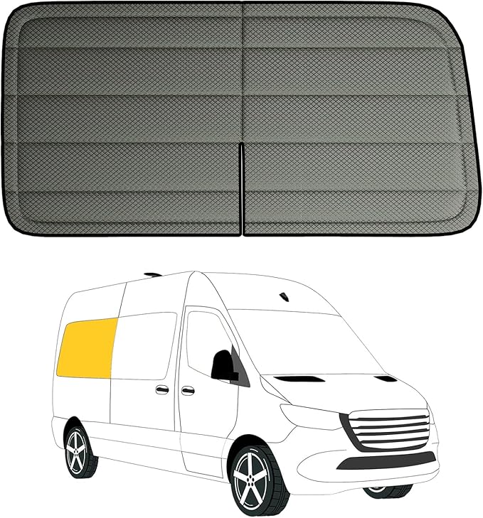 Extra-Thick Passenger Rear Window Cover for Mercedes-Benz Sprinter 144WB, 2007-2026, Magnetic Insulated Blackout Sunshade, XPE Foam & Thinsulate Cotton, AllSeasonGuard Pro