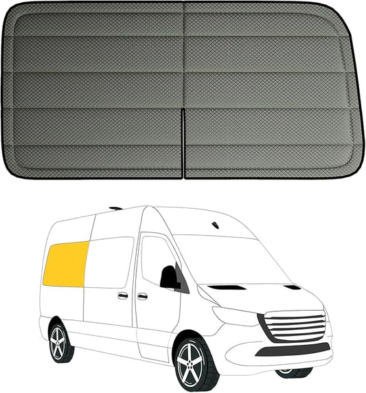 Extra-Thick Passenger Rear Window Cover for Mercedes-Benz Sprinter 144WB, 2007-2026, Magnetic Insulated Blackout Sunshade, XPE Foam & Thinsulate Cotton, AllSeasonGuard Pro