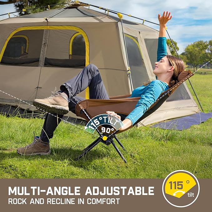 FanttikOutdoor Zeta L8 Max Camping Chair, Portable & Lightweight, Multi-Angle Adjustable, Supports up to 250 lbs, Comfort-Driven Design, High Strength Camping Chair for Travel, Hiking, Fishing, Brown
