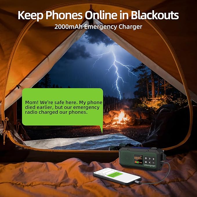 Emergency Radio Waterproof Bluetooth Speaker,Portable Digital AM FM Radio with 2000mAH Cell Phone Charger,Flashlight,Hand Crank NOAA Weather Radio with Solar Panel,Emergency Survival Kit (Deep Green)