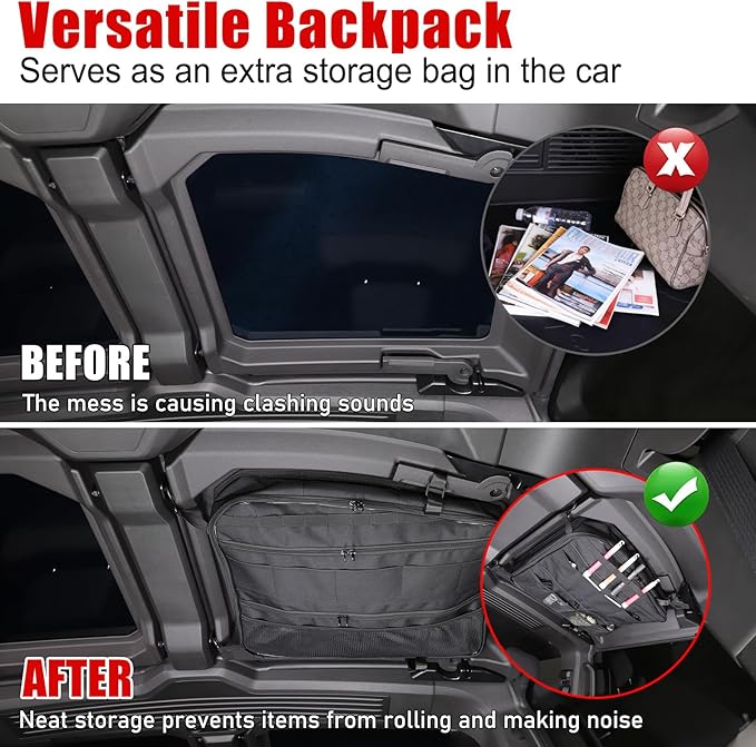 Roof Organizer Bag Storage for Hummer EV Accessories Sunroof Rooftop Panel Waterproof Foldable Heavy Duty Hardtop Cargo Carrier Bag Overhead for Hummer EV SUV Pickup 2022-2025 2026 (Rear Roof-Right)