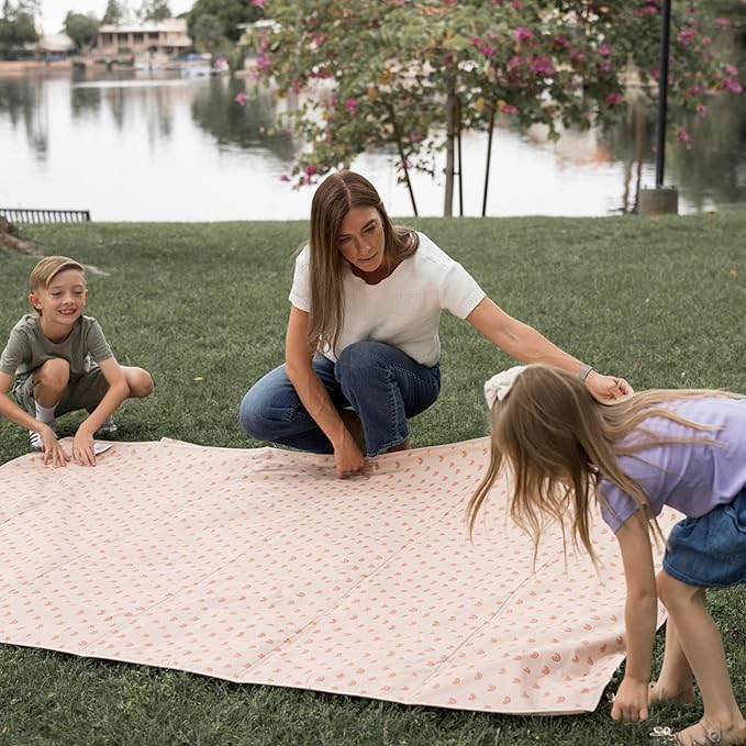 Tiny Twinkle Waterproof Picnic Blanket | 5'x7' 100% Recycled Polyester, Sandproof, Foldable & Portable for Beach, Camping, Travel (Boho Rainbow)