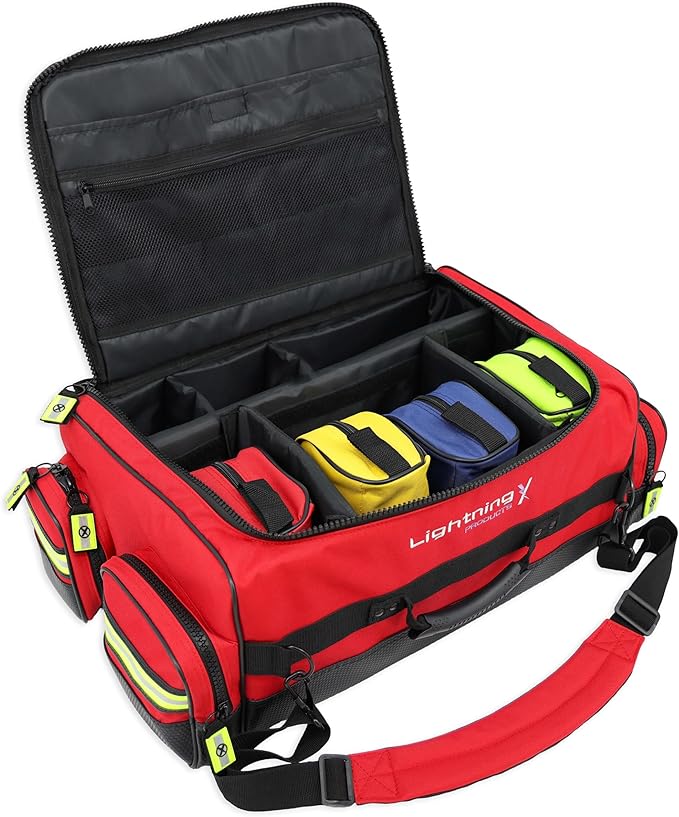 Lightning X Personalized Modular Oxygen Trauma Bag w/Hidden Cylinder Compartment, Accessory Pouches & Custom Embroidered Name Or Logo - LXMB65 RED