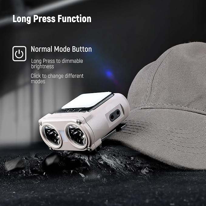 Hopedone LED Hard Hat Light, 800Lumens Rechargeable Dimmable Clip on Cap Lights, 180°Adjustable Hat Flashlight Headlamp Waterproof for Running, Camping, Hunting, Cycling (Black)