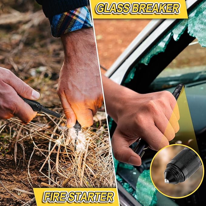 Birthday Gifts for Dad Him Husband, 9 In 1 Tactical Pen, Edc Multitool Pen with Bottle Opener, Window Breaker and Screwdriver, Survival Gear for Camping Hiking, Tactical Gear