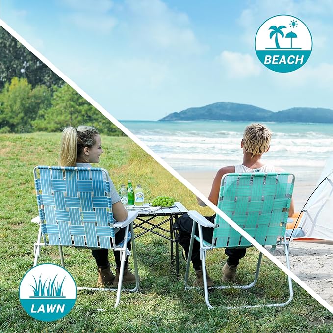 #WEJOY Folding Beach Chair for Adults, Lightweight Beach Chair with Shoulder Straps, High Back Camping Chairs with Hard Armrest, Supports 300lbs for Outdoor Lawn Concert