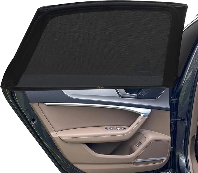 EcoNour Car Window Screens for Camping (Pack of 2) | 100% Protection from Bugs, UV and Mosquito Net | Breathable Mesh Baby Window Covers for Privacy Blackout (Medium 38"x20") | Car Window Accessories