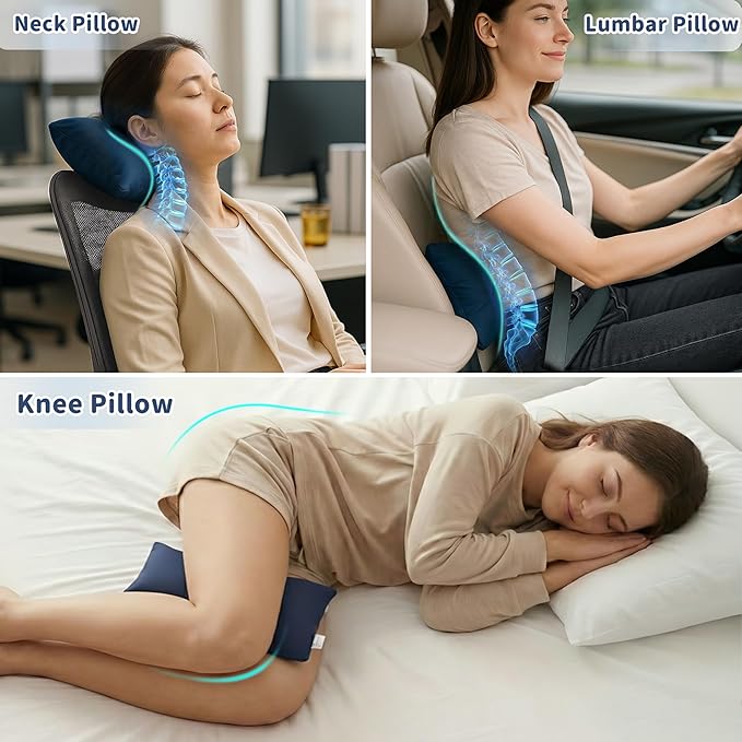 Pro Goleem Small Pillow 11"x7"x2.5" for Travel and Camping with Name Tag Mini Tiny Pillow for Room Couch Sofa Chair and Outdoor Car Air Nap Neck Lumbar Knee Rest Pillows, Navy Blue
