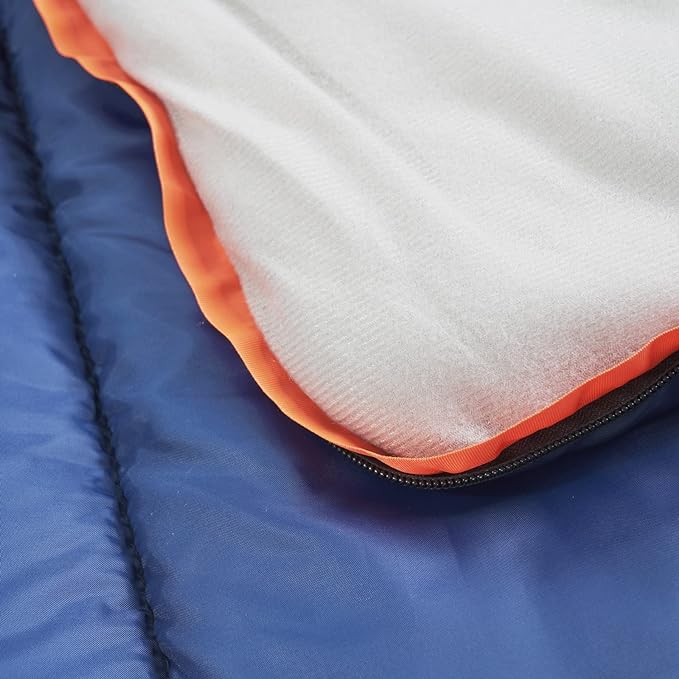 Amazon Basics 30°F Cool Weather Sleeping Bag for Adults, Warm and Comfortable, Compact Lightweight, 75" x 33", Blue