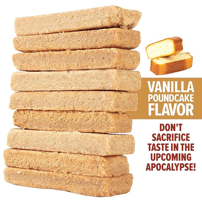 Grizzly Gear Emergency Food Rations- 3600 Calorie Bar (Vanilla Poundcake) - 3 Day, 72 Hour Ready To Eat Supply For Disaster, Hurricane, Flood Preparedness - Non Thirst Provoking - 5 Year Shelf Life