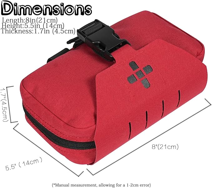 Ifak Pouch-Rapid Deployment Tactical MOLLE Trauma Kit Pouches, Quick Release Tear-Off Medical First Aid Kit Organiser with Red Immediate Identify for Emergency Surviva.