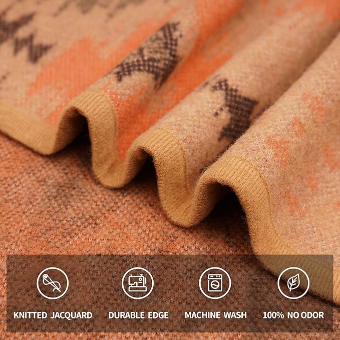 ACUSHLA Merino Wool Blanket - Warm Thick Washable Large Bed Couch Camping Outdoor Throw Blanket All Seasons 79X63, Myers Khaki