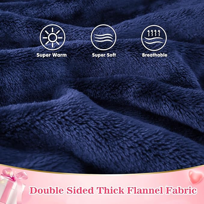 Waitu Wearable Blanket Sweatshirt Gifts for Women and Men, Warm and Cozy Giant Blanket Hoodie, Thick Flannel Blanket with Sleeves and Giant Pocket - Navy