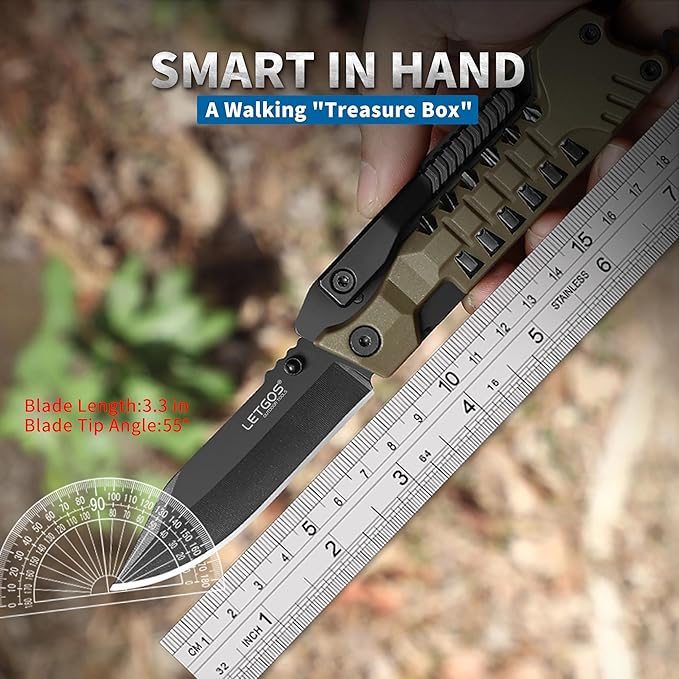 Multi Pocket Knife, 22 in 1,Survival Gear EDC Tools with Nylon Sheath, Emergency, Camping, Hiking, Hunting, Gift for Men Women (Desert Gray)