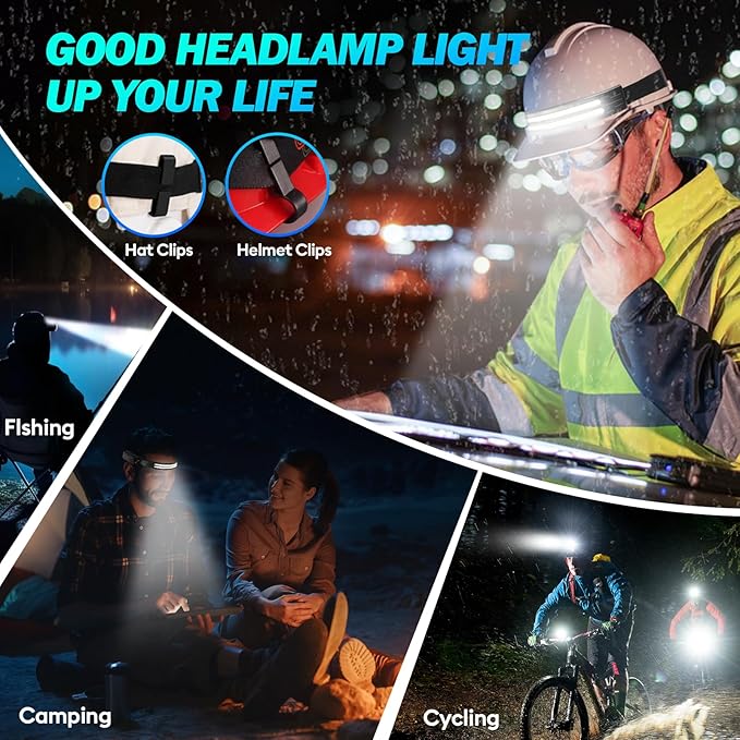 KIDECCE Headlamp Flashlight,3 Pack Super Bright 2000 Lumen Head Lamp,230°Wide Beam 1500mAh Lampe Frontale,5 Modes IPX5 Waterproof 0.14lb Lightweight Headlights for Camping Essentials Hiking