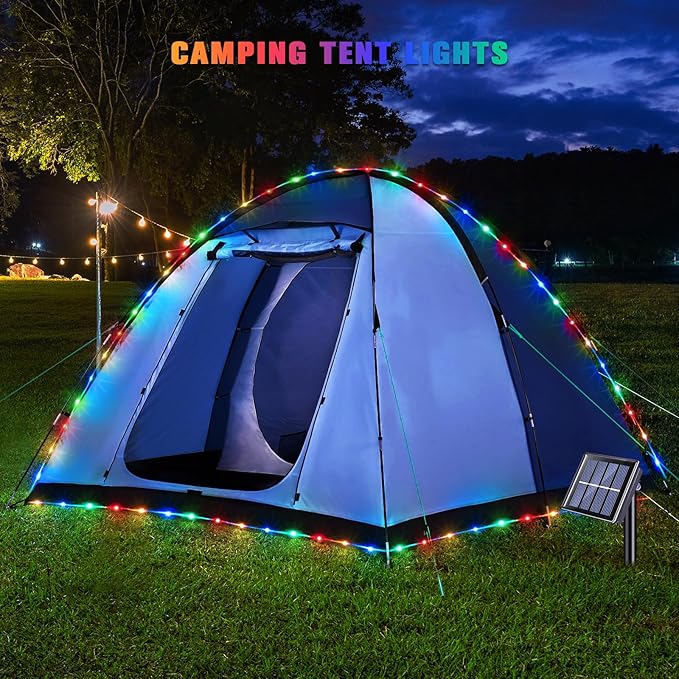 JMEXSUSS Trampoline Accessories 200 LED Trampoline Lights, 66ft IP 65 Waterproof Solar String Lights Outdoor, 8 Modes Solar Rope Light for Garden Yard Ladder Slide Tent Camp(Multicolor)
