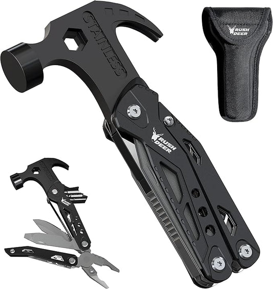 RUSH DEER 14-in-1 Multitool, Valentines Day Gifts for Men Dad Gifts, Mini Hammer Multitool, Small Hammer Tool, Survival Gear and Supplies, Christmas Gift for Boy Husbands