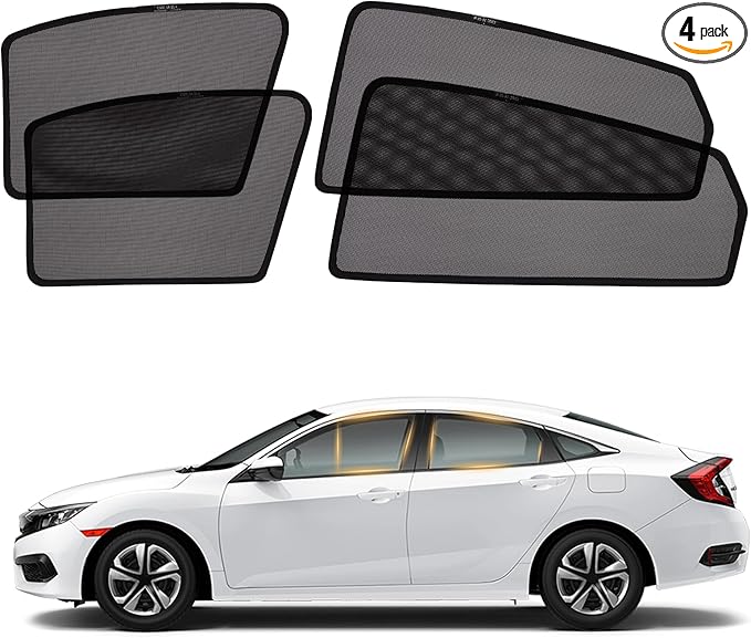 XCBYT Civic Window Shades for 2016-2021, 4PCS Side Window Sun Shades with Breathable Mesh, Magnetic Car Window Covers for Baby & Privacy, UV Protection & Heat Insulation