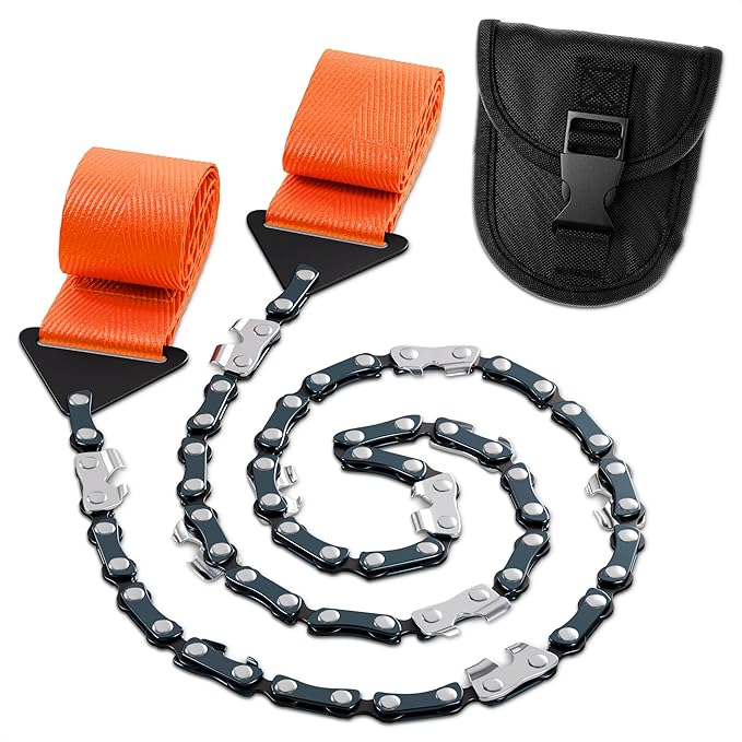 Rope Saw for Tree Limbs - Pocket Chainsaw for Survival with Bag | Stainless Steel 25" Folding Tree Saw with Bi-Directional Teeth, Essential for Camping Gear Survival Gear Compact Design for Easy Carry