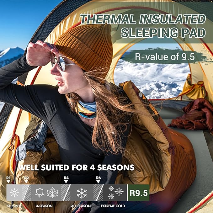Elegear Self Inflating Sleeping Pad, 3.15" Ultra-Thick Memory Foam Camping Pad with Pillow Fast Inflating in 20s Insulated Camping Mattress Pad 4-Season Camp Sleeping Mat for Camp/Travel/Car/Tent