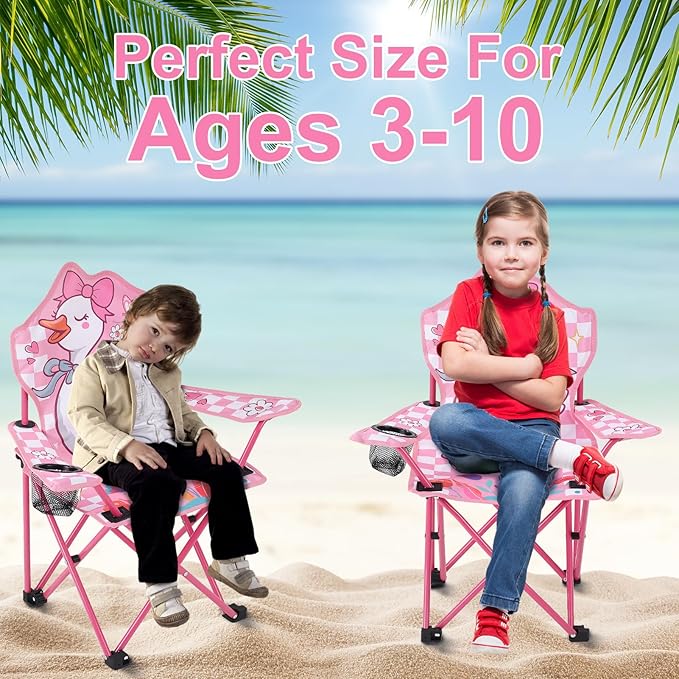 KABOER Kids Outdoor Folding Lawn and Camping Chair with Cup Holder and Carrying Bag, Children's Camping Chairs