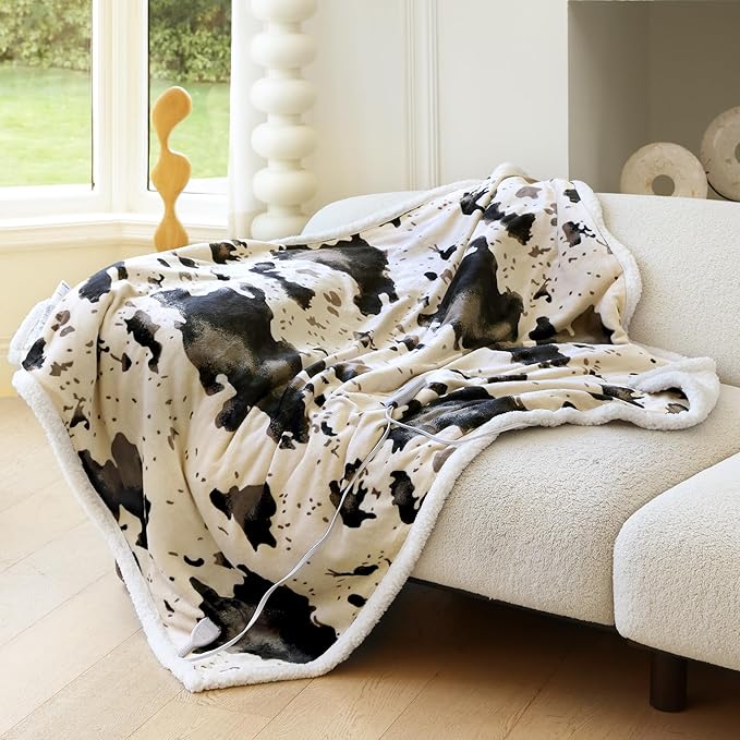 Heated Blanket Throw Blanket - Fast Heating Electric Blanket, Soft Flannel Heated Throw with 4 Time Settings,10 Heating Settings, Warm Gifts for Women & Mom & Grandma(50"x60" Light Brown)