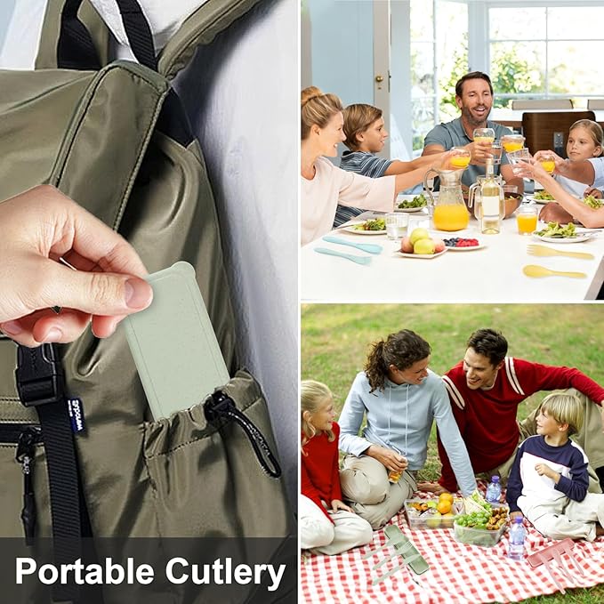 Knives Spoons and Forks Set, Portable Cutlery Set, Reusable Flatware Set for 10, Utensils for Party, Travel, Work, Picnic, Camping or Daily Use