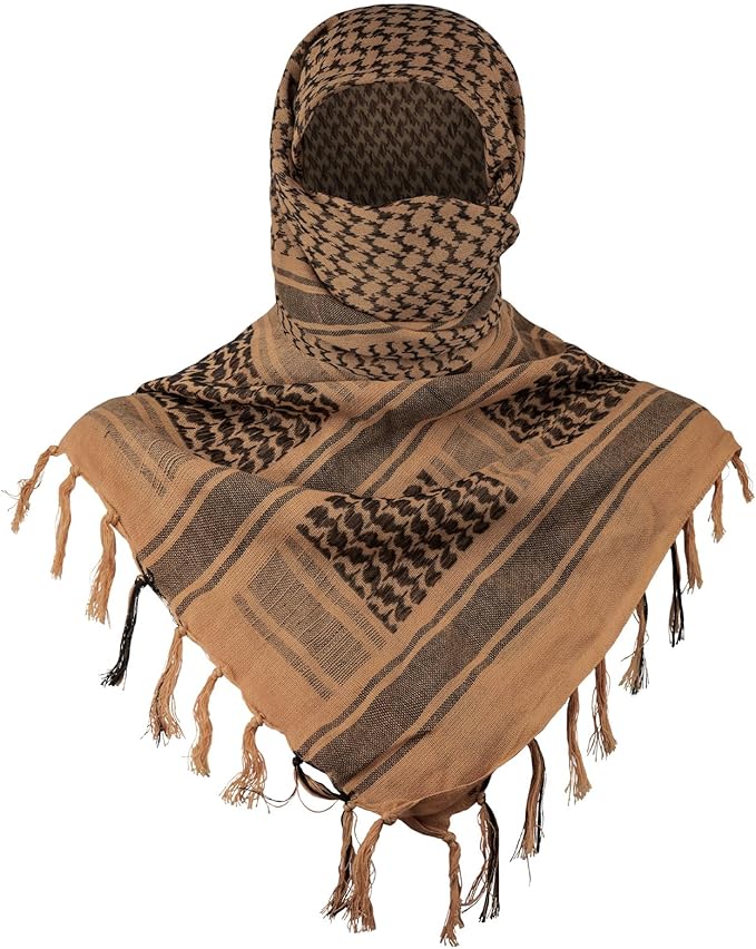Aonal Military Shemagh Tactical Desert Scarf, 100% Cotton Keffiyeh Neck Head Scarf Wrap for Men Women