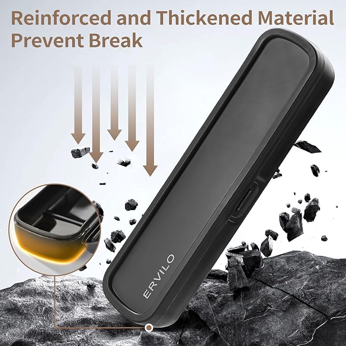 Travel Utensils with Case, Stainless Steel Camping Cutlery Set, Reinforced Case with Snap-Lock Closure, Include Fork Spoon Knife Chopsticks, Portable Lunch Box Silverware for Picnic Office, Black