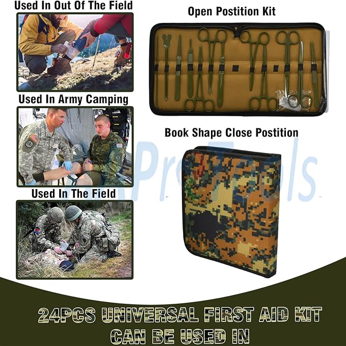 24 PC U.S. Army Style Surplus Emergency Survival Kit - Bleed Contol Kit - First Aid Kit - Zipper Pouch MLT-02