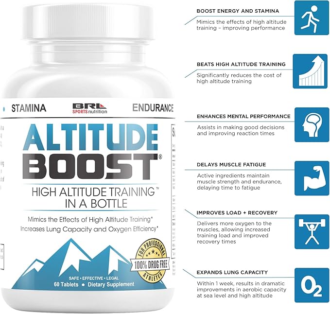 #1 Endurance Supplement - Mimics the Effects of High Altitude Training - Increases Lung Capacity and Oxygen Efficiency, 60 Tablets