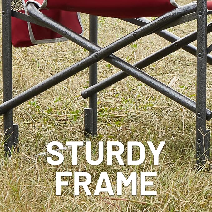 Timber Ridge Aluminum Oversized Camping Chair, Lightweight Portable Directors Chair with Side Table Detachable Side Pocket for Outdoor Camping, Lawn, Picnic, Support 400lbs Red