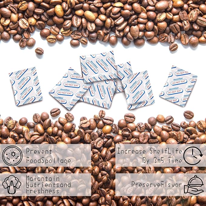 500cc Oxygen Absorbers for Food Storage - 100 Count (20x Packs of 5) - for Long Term Food Storage & Survival, Mylar Bags, Canning, Harvest Right Freeze Dryer, Dehydrated, and Preserved Foods