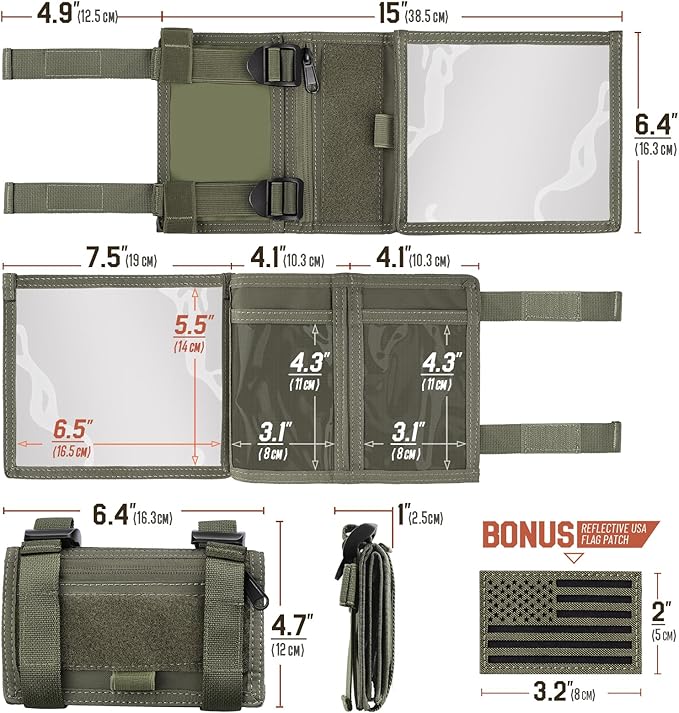 LIVANS Map Case Tactical Arm Sleeve QB Wristband Map Pouch Tactical Armband Sleeve Military Arm Wrist Pouch Document DOPE Card Holder for Shooting Rescue Field Measurement, Include Flag Patch