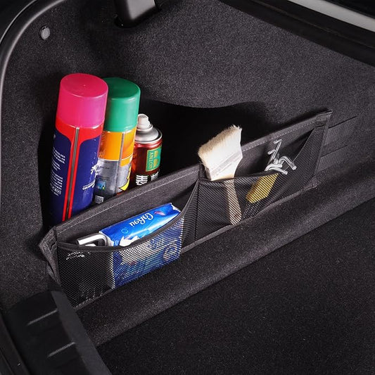 1PCS Car Rear Trunk Organizer Side Divider Board Console Storage Divider Waterproof Easy To Install Trunk Storage Organizer Side for Car, SUV,[Black]