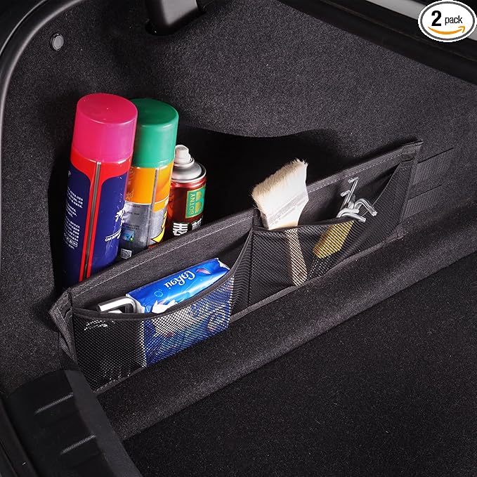2PCS Car Rear Trunk Organizer Side Divider Board Console Storage Divider Waterproof Easy To Install Trunk Storage Organizer Side for Car, SUV,[Black]