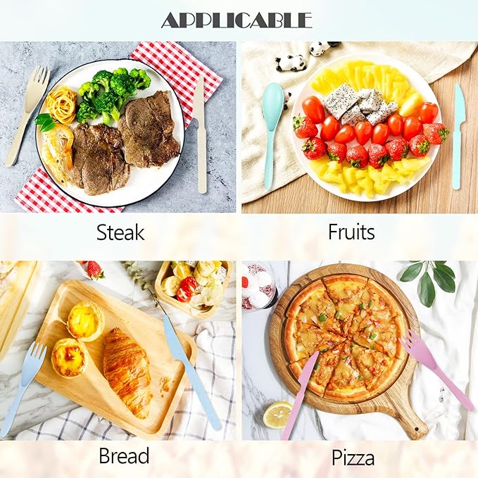 YDYTOP Reusable Travel Utensils Set with Case, Beige Wheat Straw Portable Knife Fork Spoons Tableware, Eco-Friendly BPA Free Cutlery for Kids and Adults as Travel Picnic Camping Utensils