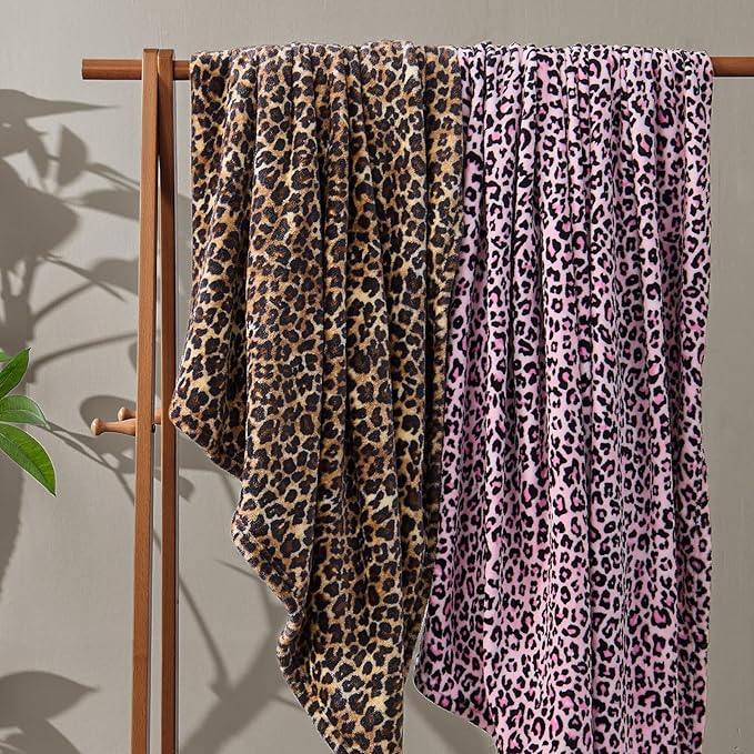 BEDELITE Fleece Blanke for Couch & Bed Pink Leopard Throw Blanket – Soft & Cozy Cheetah Blanket for Sofa, Lightweight Fleece Animal Print Decor, for Women 50"x 60", Pink