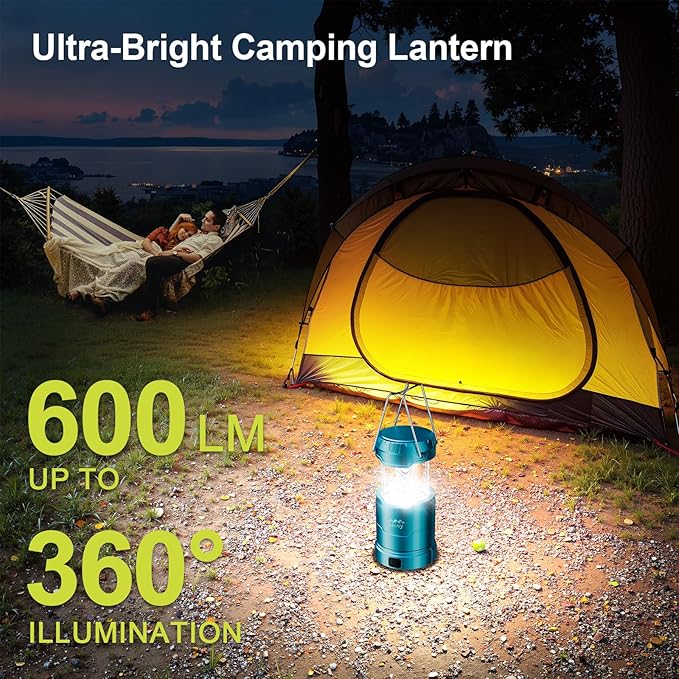 LETMY LED Camping Lantern for Power Outages, 3 Color Modes & Dimmable Battery Powered Lantern, IP65 Waterproof & Collapsible, Lanterns Flashlight Survival Kits for Emergency Hurricane Hiking, 4 Pack
