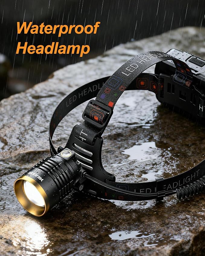Rechargeable Headlamp LED, 1000 Lumens Super Bright Headlamp with Motion Sensor & Dual Light, 9000mAh Waterproof Head Light Zoomable 90° for Hiking, Camping, Cycling, Repair