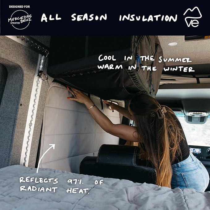 VanEssential Insulated Magnetic Blackout Window Cover Designed for Mercedes-Benz NCV3 & VS30 Crew Window with Bare Metal Window Frame ONLY (Van Years 2007 to Current Model) - Cool Gray