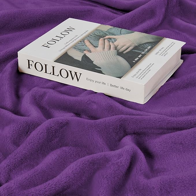 Edenleaf Big Oversized Soft Fleece Blanket, Giant California King Warm Blanket for Whole Family, Bed, Sofa, Couch, Travel and Camping 120x120 Purple
