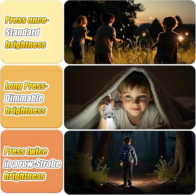 Teprewes Polar Bear Outdoor Kid's Flashlight Rechargeable, Led Flashlight, Fun and Lightweight Kid Flashlight Suitable for Camping and Outdoor Exploration, Dog Walking, Birthday Gift