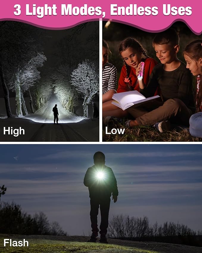 EverBrite 3-Pack Small Flashlight, Compact LED Flashlights with 3 Modes, Water-Resistant Mini Flashlight for Home, Camping, and Emergencies, 3 AAA Batteries Included, Assorted Colors