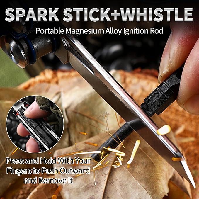 23-in-1 Multitool Pliers with Scissors,Wire Cutters,Window Breaker,Flint,Saw Screwdrivers,Bottle Opener,Carrying Pouch,High-carbon Steel Multi Tool for Camping Survival and Gift (Black And Silver)