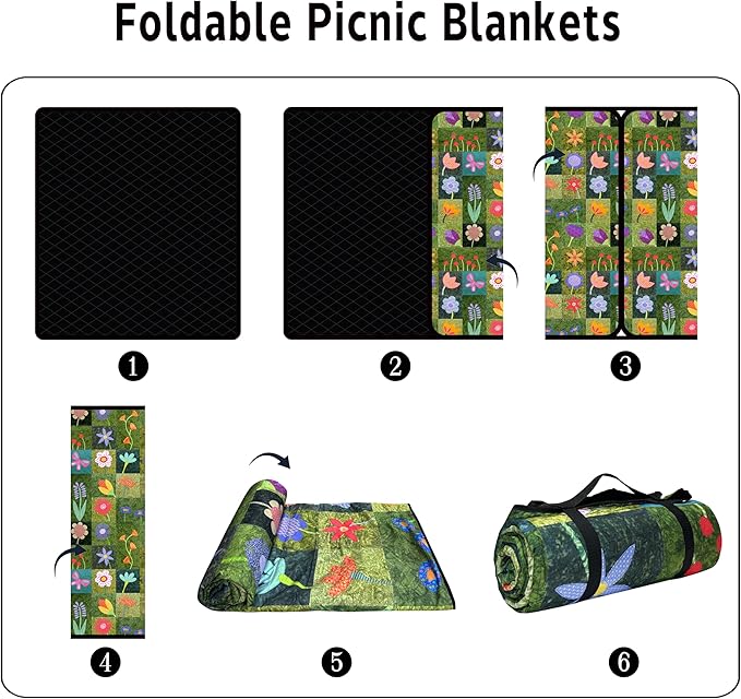 Supfitness Extra Large Picnic Blankets Waterproof Foldable (80 "x 80") Beach Blanket Waterproof Sandproof,3-Layer Thicking Mat Outdoor Packable Camping Blanket