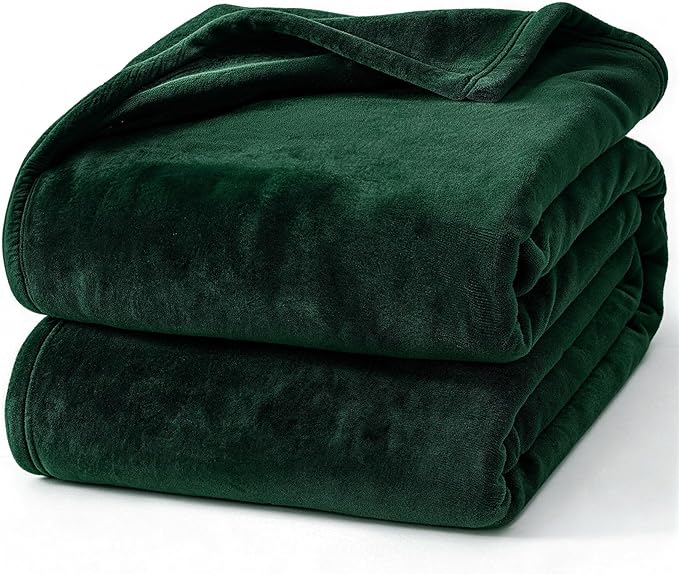 Hansleep Fleece Dark Green Throw XL Blanket, Super Soft Flannel Fuzzy Plush Cozy Blanket for All Seasons, Dark Green, Throw XL 50x70 Inches