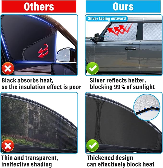 KMF 8pcs Thicken Sun Shades for Subaru Ascent 2019-2025 Accessories, Full Car Window Covers Sunshade for Windshield Side Rear, UV Block and Blackout Protect Privacy for Camping